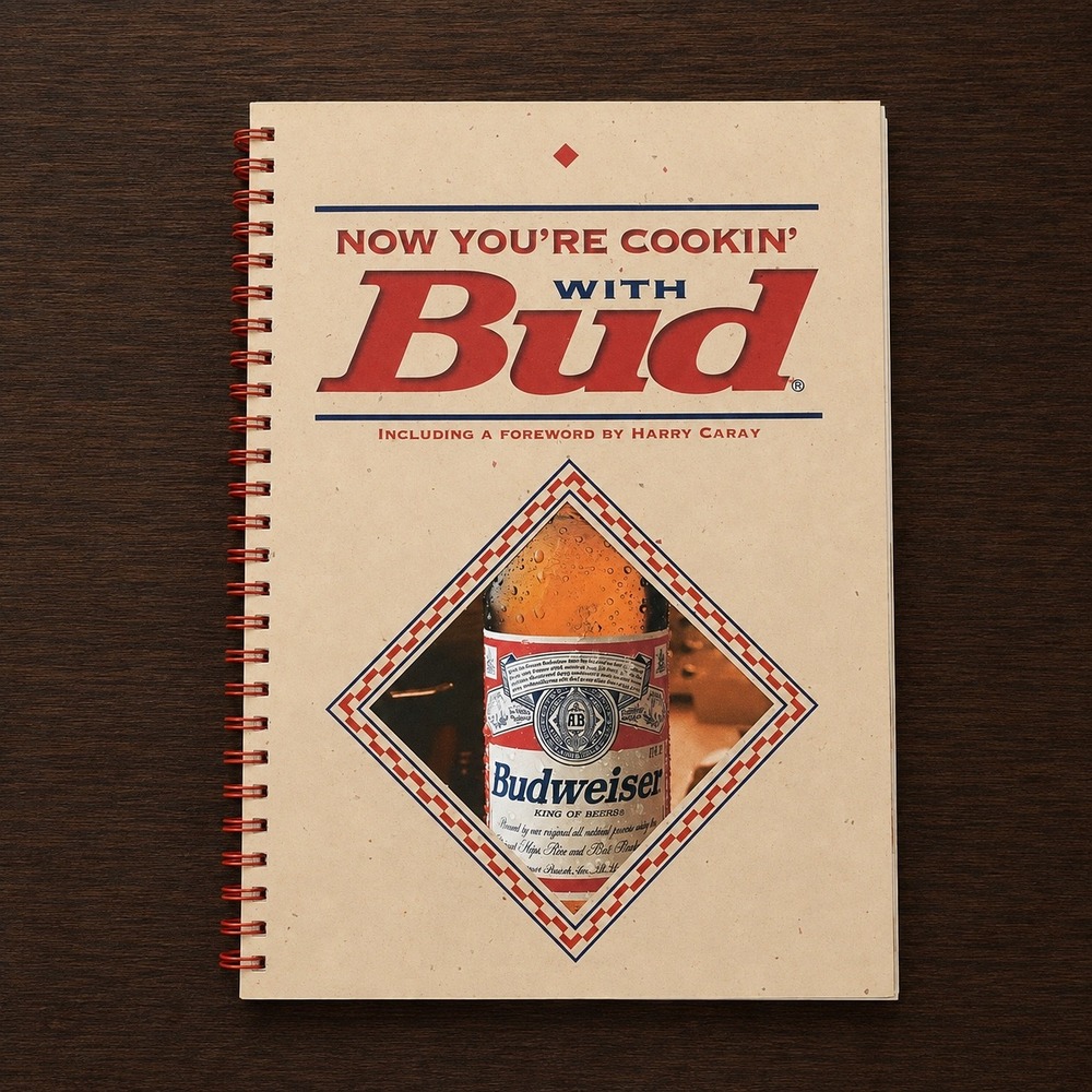 Budweiser Cookbook Now Youre Cookin With Bud Harry Caray Spiral Bound Vintage